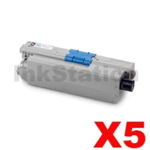 5 x Compatible OKI C510,C530, MC561 Black Toner Cartridge (44469806) - 5,000 pages