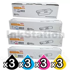 3 Sets of Genuine OKI C510,C530,MC561 Toner Cartridges (44469806-44469727)