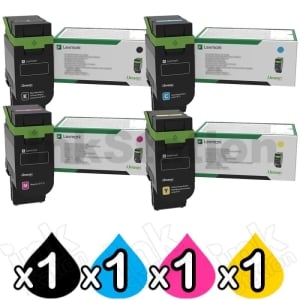 4 Pack Lexmark 75M1HK0 - 75M1HY0 Genuine CS531 / CX532 High Yield Toner Cartridges - BK 15,800 pages & CMY 8,800 pages [1BK,1C,1M,1Y]