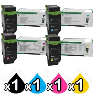 4 Pack Lexmark 75M1HK0 - 75M1HY0 Genuine CS531 / CX532 High Yield Toner Cartridges - BK 15,800 pages & CMY 8,800 pages [1BK,1C,1M,1Y]
