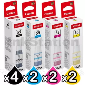 10-Pack Genuine Canon GI-55 Ink Bottle Combo [4BK,2C,2M,2Y]