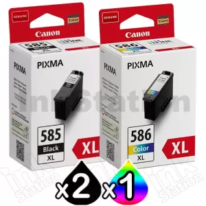 3-Pack Canon PG-585XL CL-586XL Genuine High Yield Ink Cartridges Combo [2Black + 1Colour]