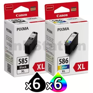 12-Pack Canon PG-585XL CL-586XL Genuine High Yield Ink Cartridges Combo [6Black + 6Colour]