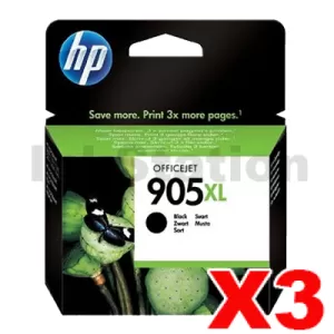 3 x HP 905XL Genuine Black High Yield Inkjet Cartridge T6M17AA - 825 Pages