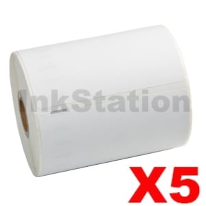 5 x Dymo SD0904980 Compatible White Label Roll 104mm x 159mm - 220 labels per roll (With Chip) for LabelWriter 5XL