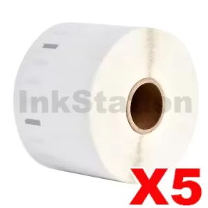 5 x Dymo SD99014 / S0722430 Compatible White Label Roll 54mm x 101mm -220 labels per roll (with chip) for LabelWriter 550/5XL