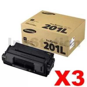 3 x Genuine Samsung MLT-D201L Black Toner Cartridge SU871A - 20,000 pages