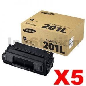 5 x Genuine Samsung MLT-D201L Black Toner Cartridge SU871A - 20,000 pages