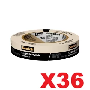 3M Scotch Contractor Grade Masking Tape Masking Tape 2020 24mm x 55m Beige Pack of 36