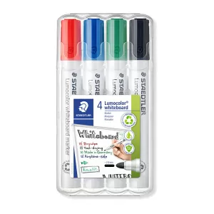 Staedtler 351 Lumocolor Whiteboard Marker Bullet Tip Assorted Colours 4 Pack