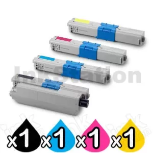 4 Pack OKI ES5462 Compatible Toner Cartridges Combo (44973556 - 44973553) [1BK,1C,1M,1Y]