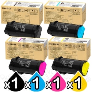 4 Pack Fujifilm Apeos C4030 / C3530, ApeosPrint C4030 Genuine High Yield Toner Cartridges Combo CT203978 - CT203981 [1BK,1C,1M,1Y]