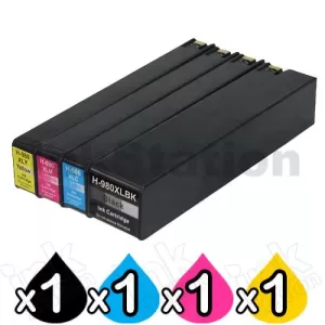 4 Pack HP D8J07A-D8J10A (980) Compatible Inkjet Cartridges  [1BK,1C,1M,1Y]