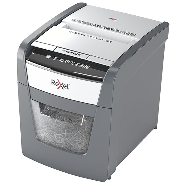 Rexel Optimum AutoFeed+ 100X Automatic 100Sheet Cross Cut Paper Shredder Black 2020100XAU