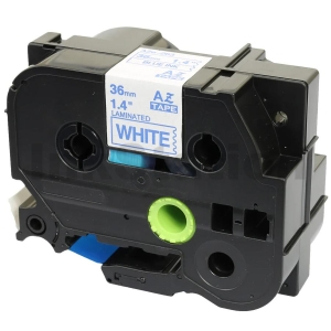 Compatible Brother TZe-263 36mm Blue Text on White Laminated Tape - 8 meters