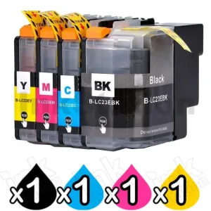 4 Pack Compatible Brother LC-23E Ink Cartridge Combo [1BK,1C,1M,1Y]