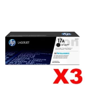 3 x HP CF217A (17A) Genuine Black Toner Cartridge - 1,600 Pages