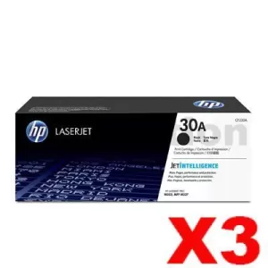 3 x HP CF230A (30A) Genuine Black Toner Cartridge - 1,600 Pages
