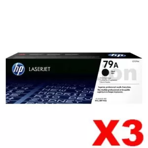 3 x HP CF279A (79A) Genuine Black Toner Cartridge - 1,000 Pages
