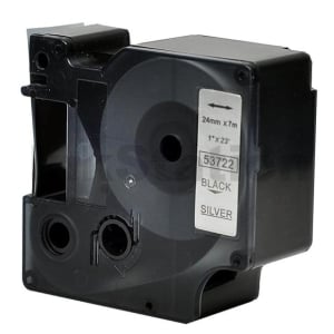 Dymo SD53722 Compatible 24mm Black Text on Silver Label Cassette - 7 meters