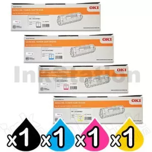4 Pack OKI C833N Genuine Toner Combo (46443108-46443105)