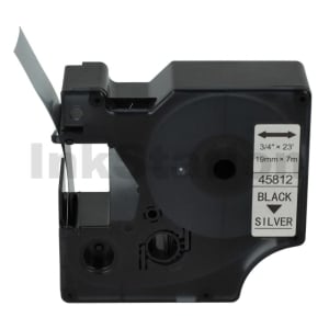 Dymo SD45812 Compatible 19mm Black Text on Silver Label Cassette - 7 meters