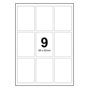 100 Sheets A4 White Self Adhesive Paper Address Mailing Laser Inkjet Sticker Labels 89 x 62mm - 9 Labels Per Sheet