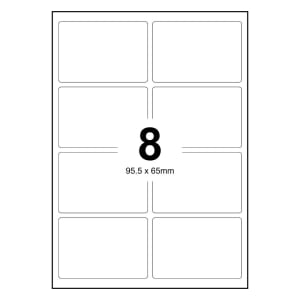 100 Sheets A4 White Self Adhesive Paper Address Mailing Laser Inkjet Sticker Labels 95.5 x 65mm - 8 Labels Per Sheet
