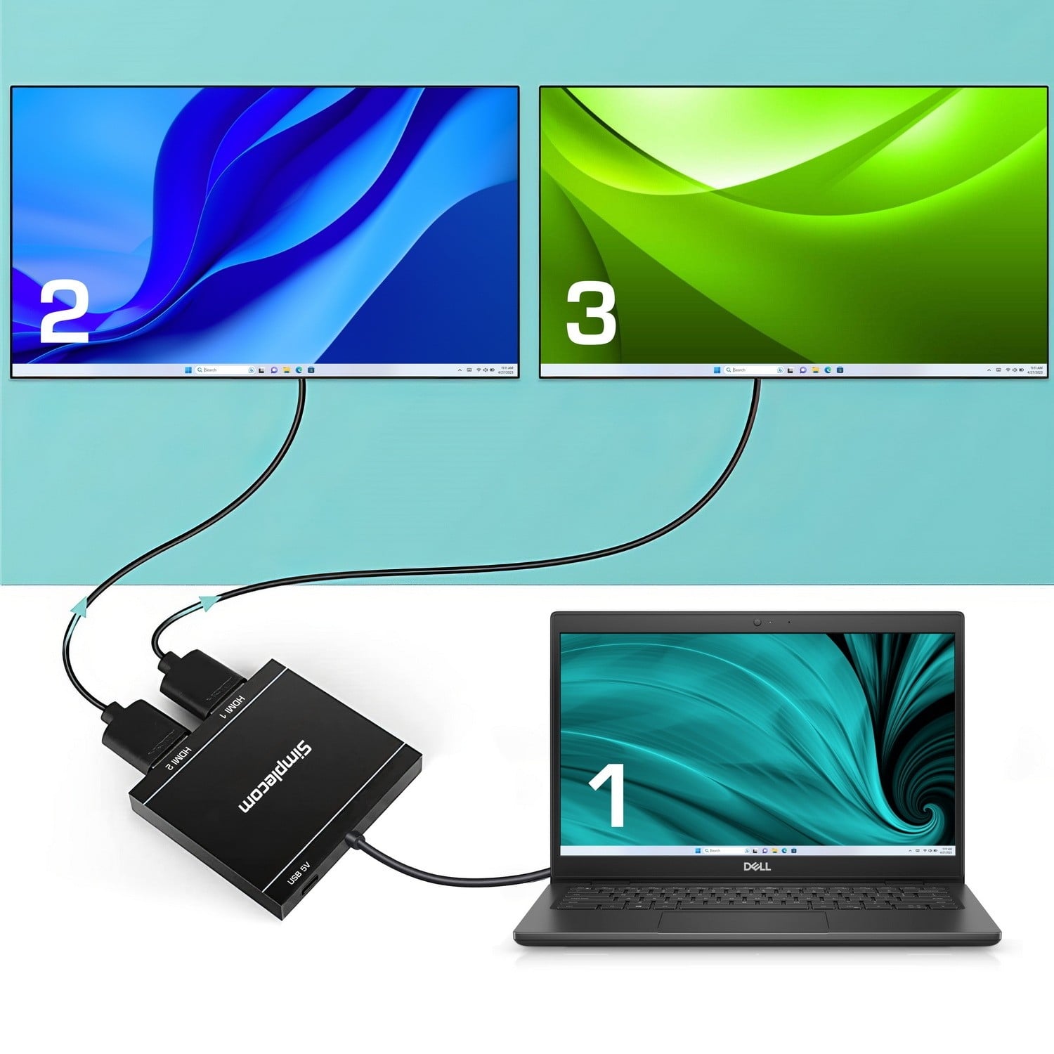 Simplecom USB-A & USB-C to Dual HDMI Display Adapter for 2x 1080p ...