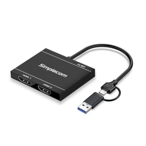 Simplecom USB-A & USB-C to Dual HDMI Display Adapter for 2x 1080p Extended Screens DA327