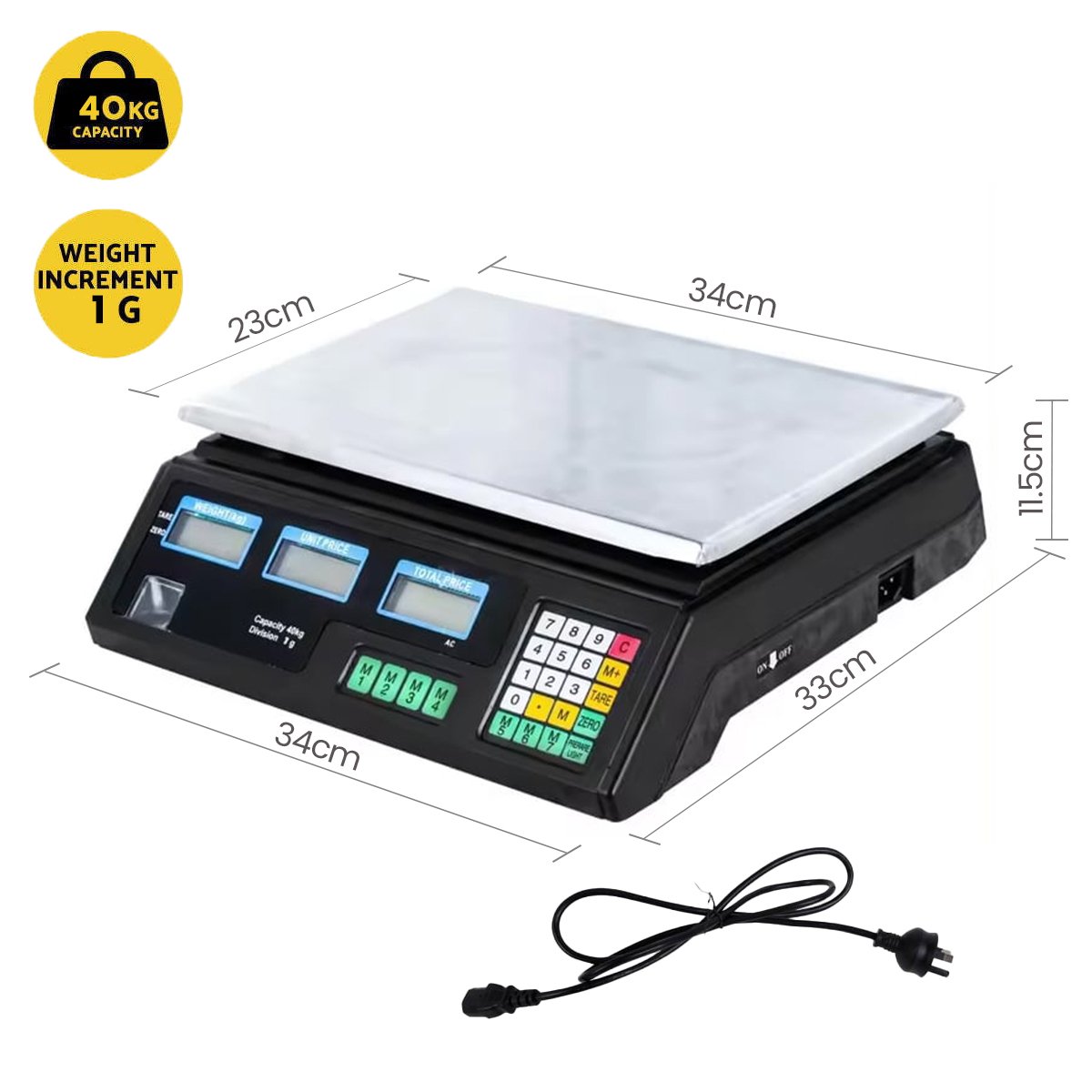 40KG Digital Electronic Weighing Scale for Commercial Use - Black ...