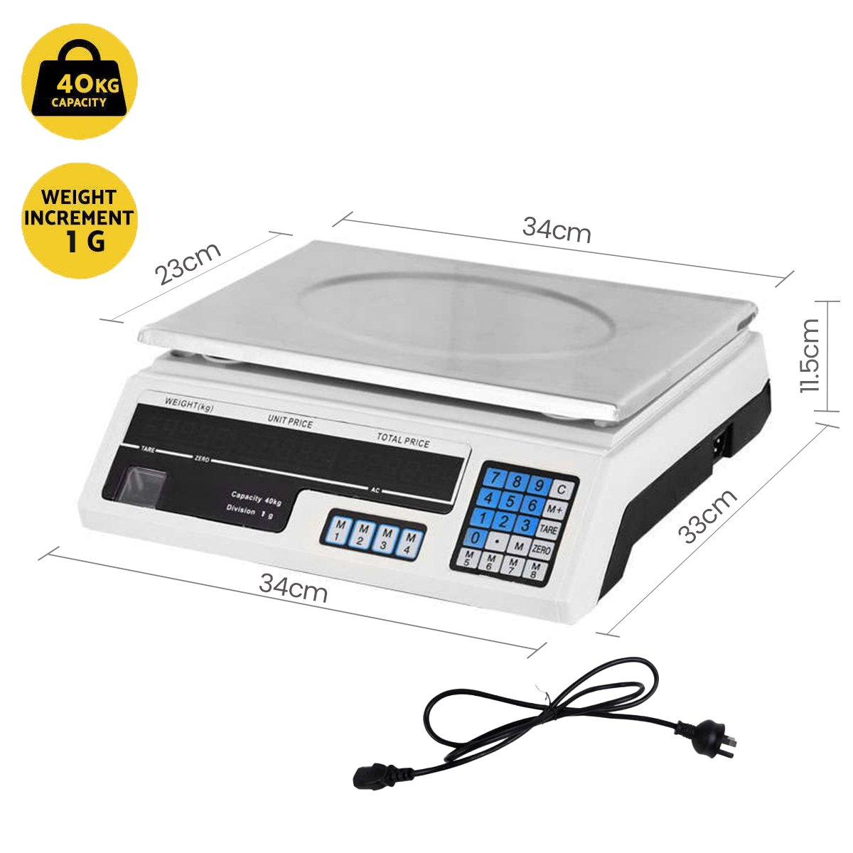 40KG Digital Electronic Weighing Scale for Commercial Use - White ...