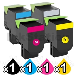 4 Pack Lexmark Compatible C544 / X544 Extra High Yield Toner Cartridges - BK 6,000 pages & CMY 4,000 pages
