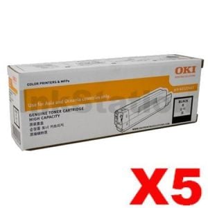 5 x OKI C612 Genuine Black Toner Cartridge (46507512) - 8,000 pages