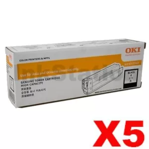 5 x OKI C612 Genuine Black Toner Cartridge (46507512) - 8,000 pages