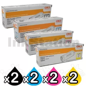 2 Sets of 4 Pack OKI C612 Genuine Toner Combo (46507512-46507509)
