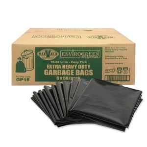 Extra Heavy Duty 78-82L Black Garbage Bags - 250 Bags