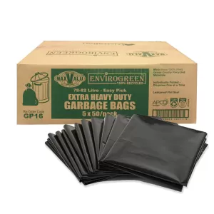 Extra Heavy Duty 78-82L Black Garbage Bags - 250 Bags