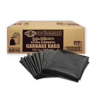 Extra Strength 80-82L Black Garbage Bags 92 x 78cm - 200 Bags