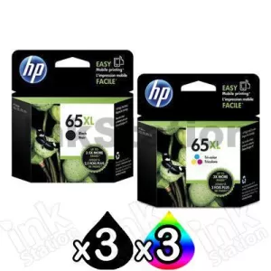 6 Pack HP 65XL Genuine High Yield Ink Combo N9K04AA + N9K03AA [3BK,3CL]