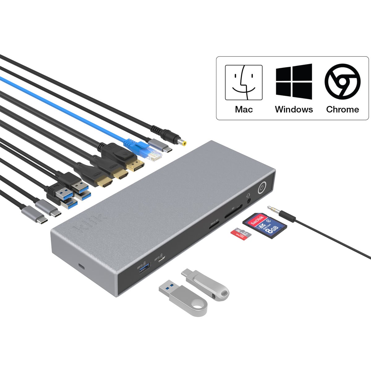 12-in-1 USB-C Multiport Docking Station Laptop Stand Dual HDMI + VGA ...