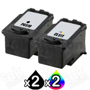 4 Pack Canon PG-510 & CL-511 Compatible Value Pack [2BK,2C]