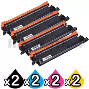 2 Sets of 4 Pack Compatible Brother TN-258XL High Yield Toner Cartridges Combo [2BK,2C,2M,2Y]
