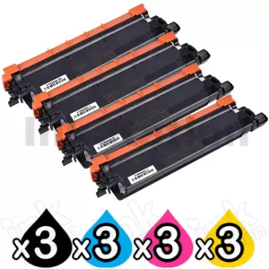 3 Sets of 4 Pack Compatible Brother TN-258XL High Yield Toner Cartridges Combo [3BK,3C,3M,3Y]