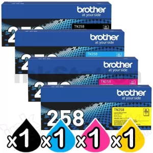 4 Pack Genuine Brother TN-258 Toner Cartridges Combo [1BK,1C,1M,1Y]