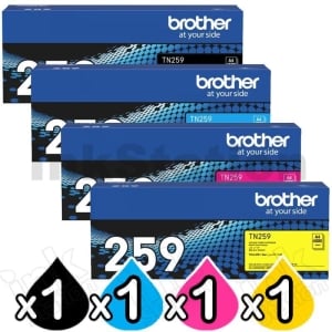4 Pack Genuine Brother TN-259 Super High Yield Toner Cartridges Combo [1BK,1C,1M,1Y]
