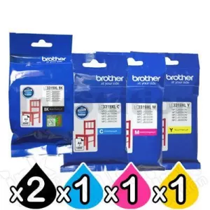 5 Pack Genuine Brother LC-3319XL High Yield Ink Combo [2BK,1C,1M,1Y]