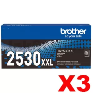 3 x Genuine Brother TN-2530XXL Super High Yield Toner Cartridge - 5,000 pages