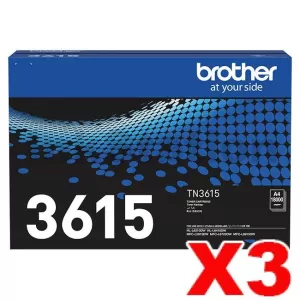 3 x Genuine Brother TN-3615 Ultra High Yield Toner Cartridge - 18,000 pages