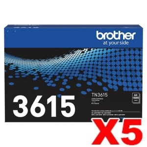 5 x Genuine Brother TN-3615 Ultra High Yield Toner Cartridge - 18,000 pages